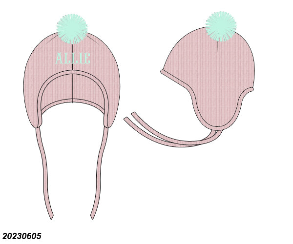 Girls Pink Pom Pom Hat- No Monogram