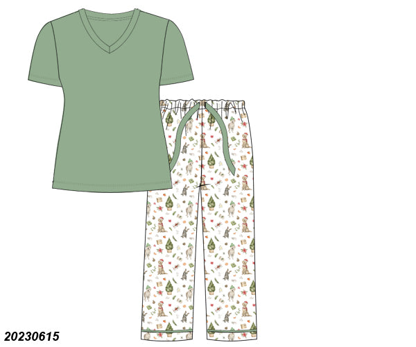 Ladies 2 Piece Puppy Lounge Set