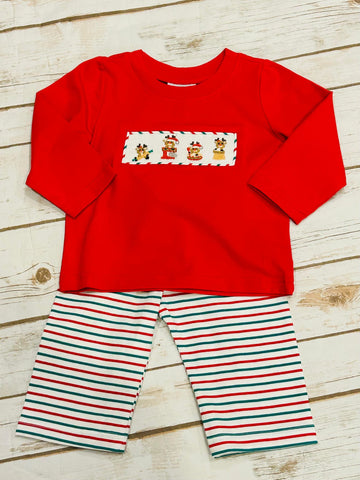 Boy's Smocked Baking Reindeer Knit Pant Set