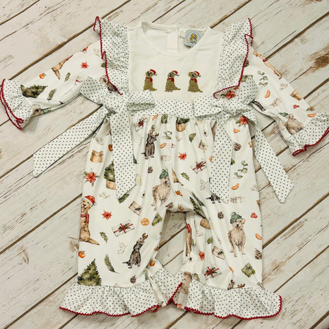 GIRL'S French Knot Puppy Romper