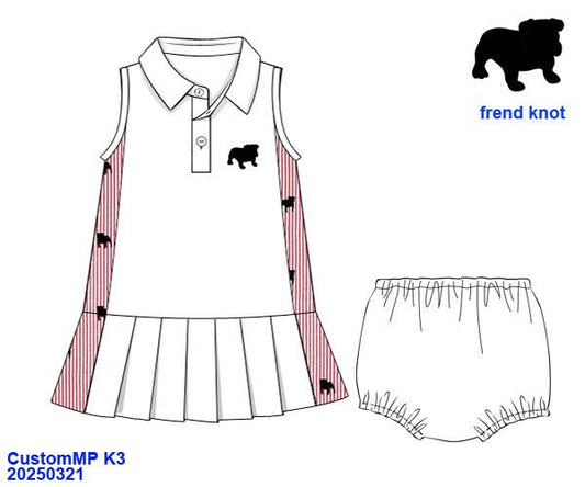 Girls Glory Glory Sporty Dress with French Knot Dawg
