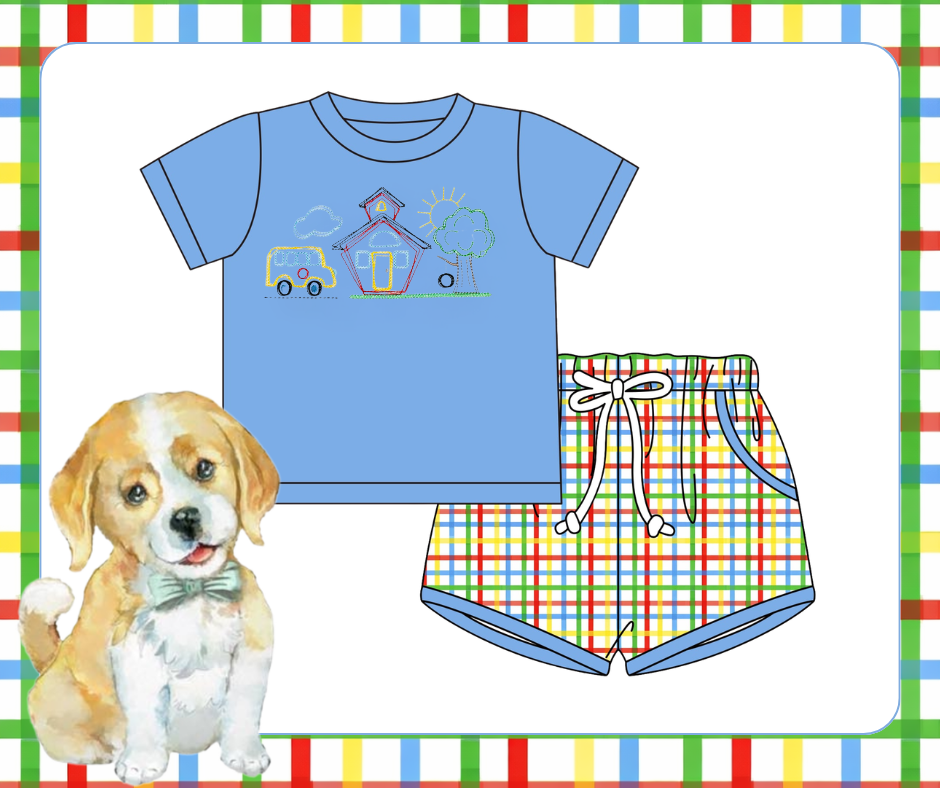 Boys School House Sketch Short Set