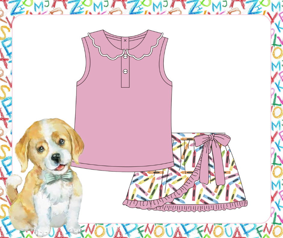 Girls Colorful Skort Set