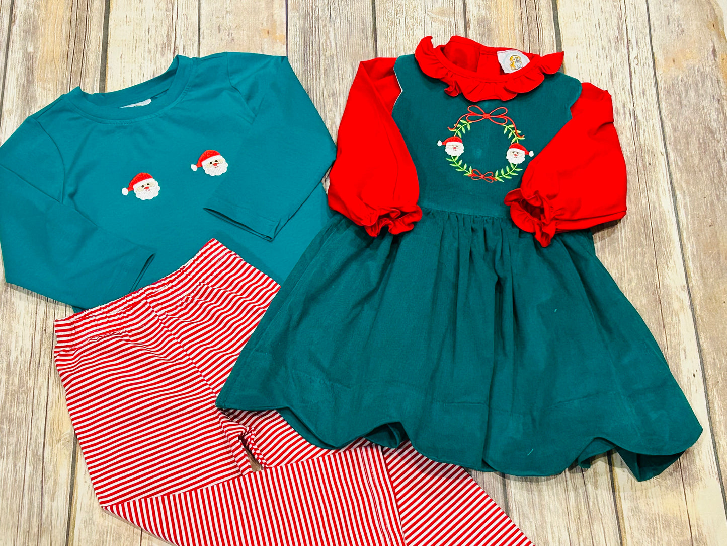 Girls Santa corduroy dress with shirt