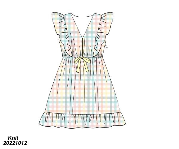 Ladies Spring Plaid Knit Dress