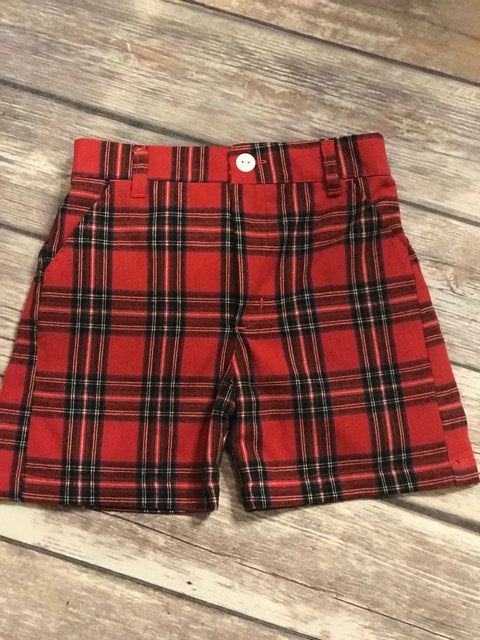 Boys Geometric Plaid Shorts Only