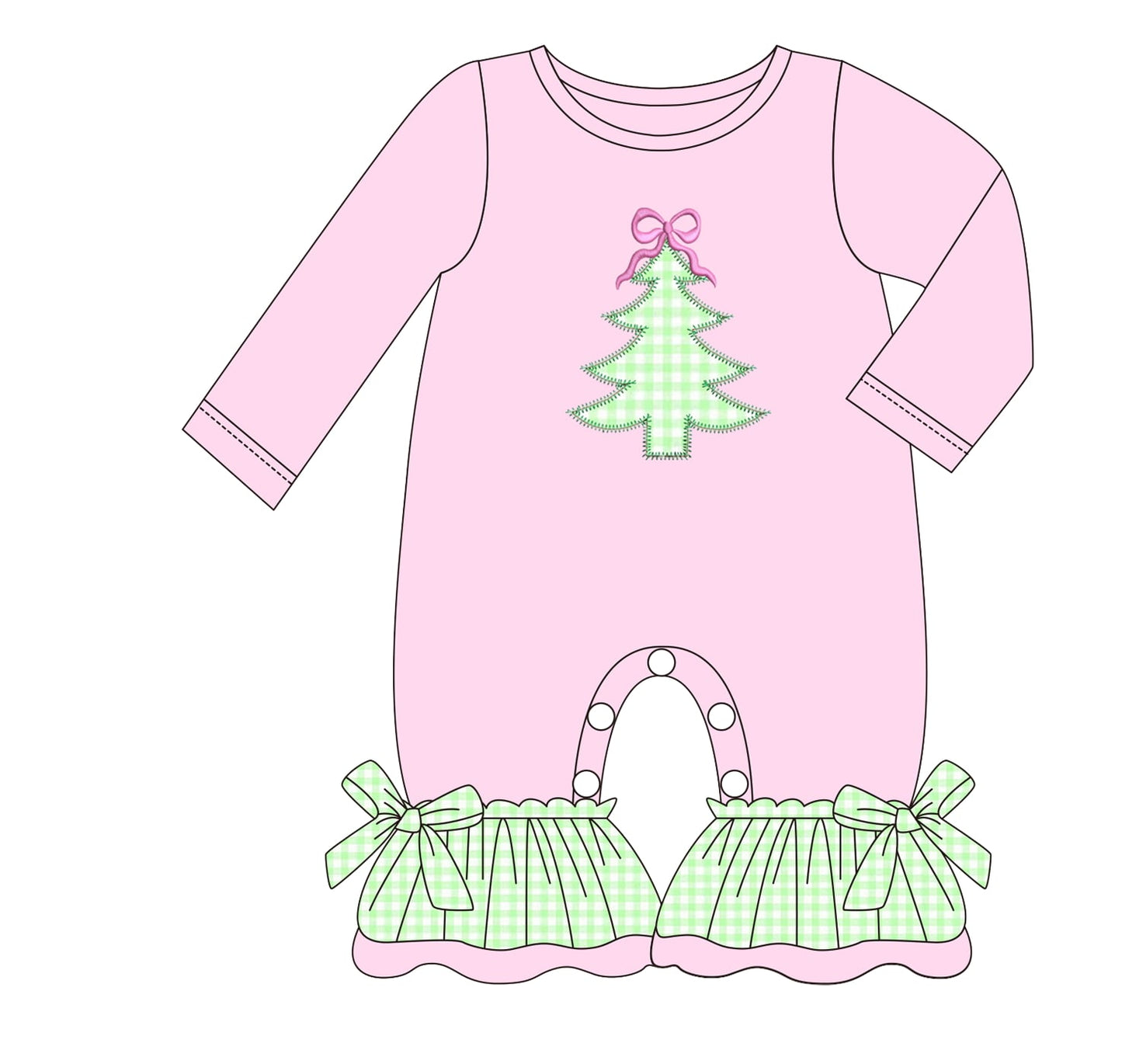 Girls Classic Christmas Tree Romper