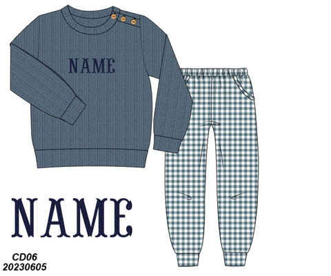 BLUE Knit Jogger Sweater Set-no name on Ready to Ship