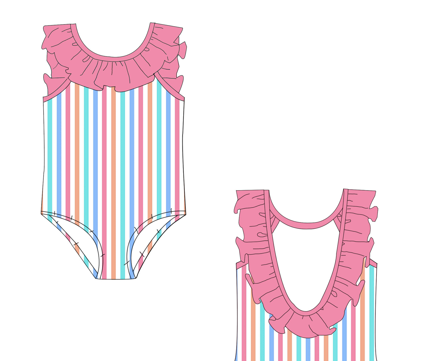 Girl's Rashguard One Piece SwimSuit
