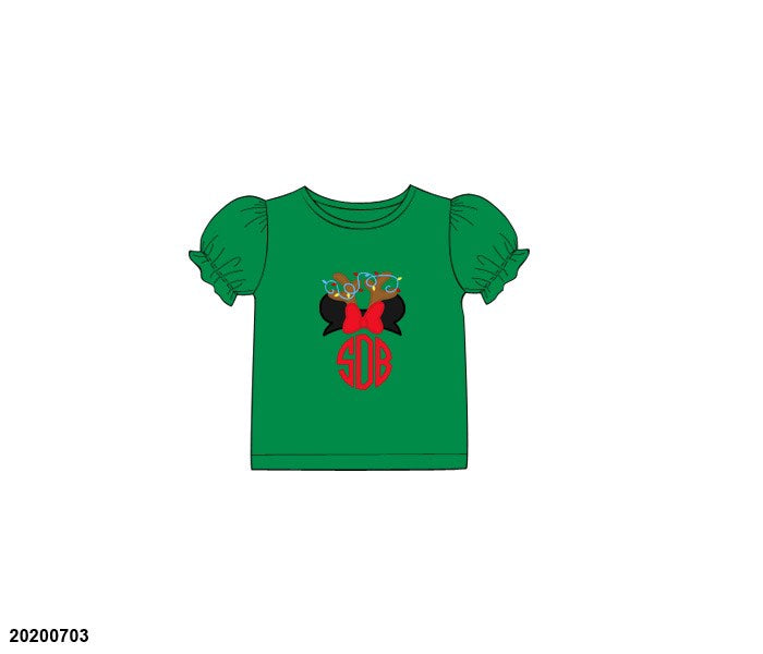 Girl's Festive Mouse Shirt ONLY-NO MONOGRAM