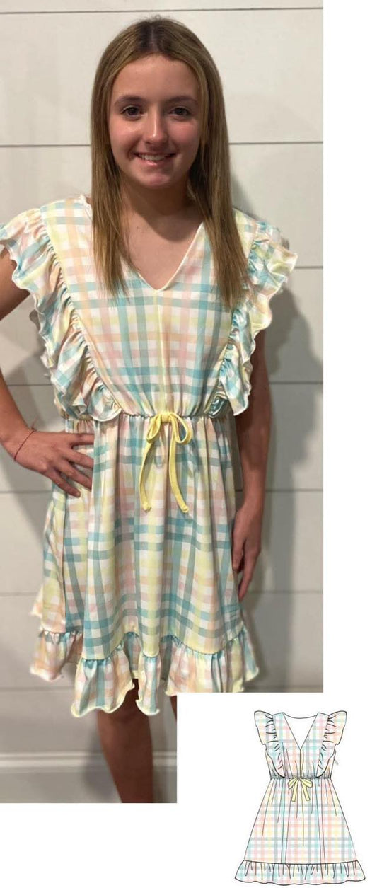 LADIES Spring Plaid Knit Dress