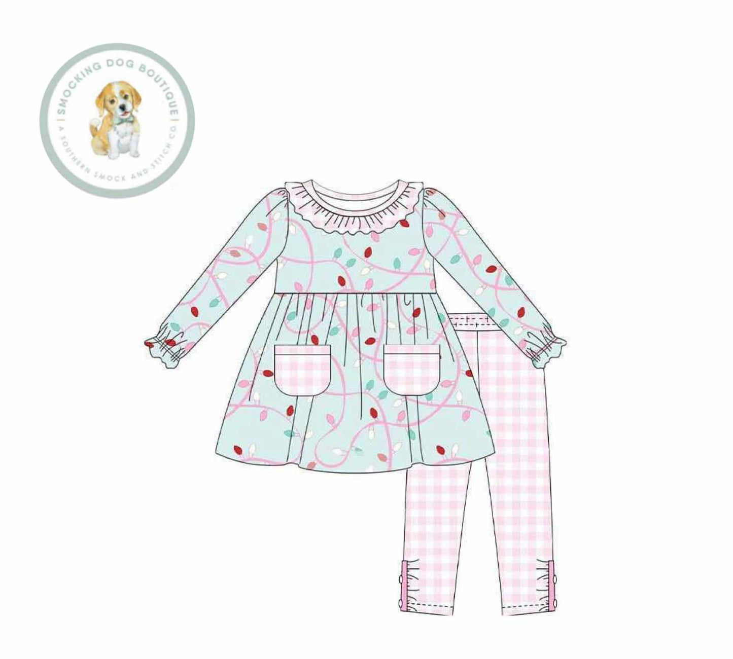 Girls Festive Lights Pant Set