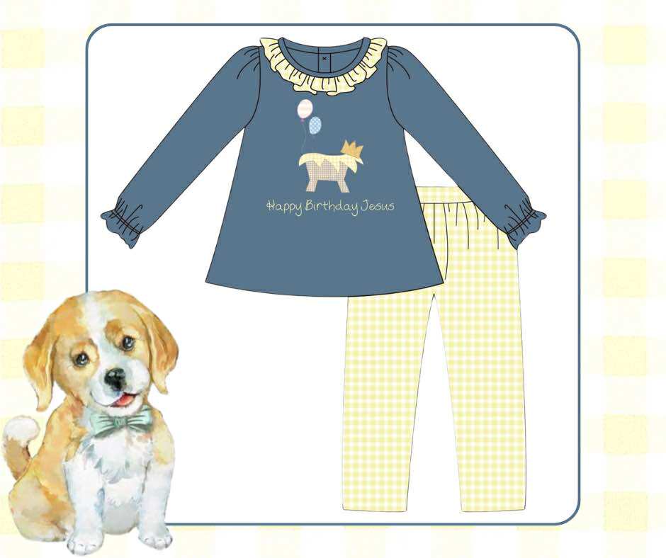 Girls Happy Birthday Jesus Knit Pant Set