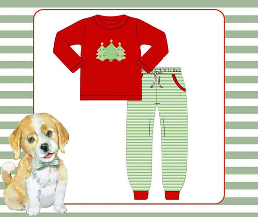 Boys O Christmas Tree Knit Jogger Set