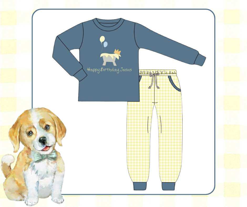 Boys Happy Birthday Jesus Knit Jogger Set