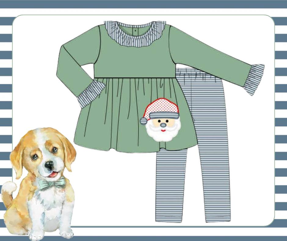 Girls Bitty Santa Pants Set