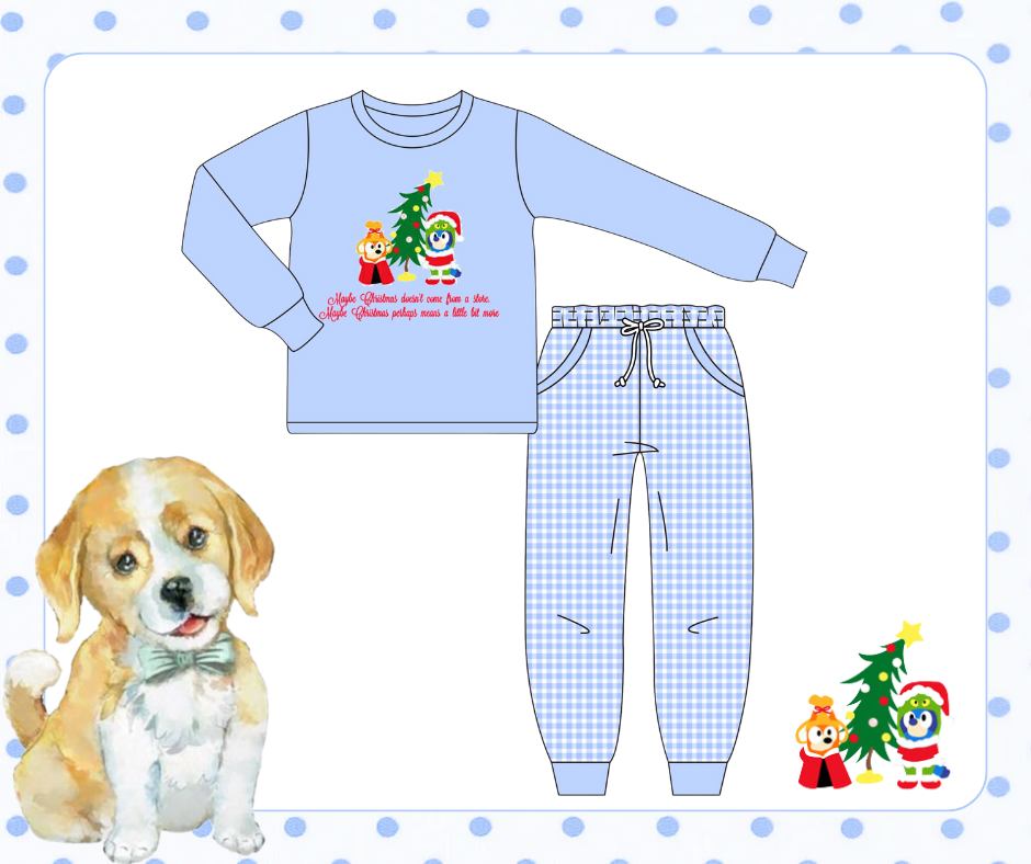 Boys Blue Christmas Jogger Set
