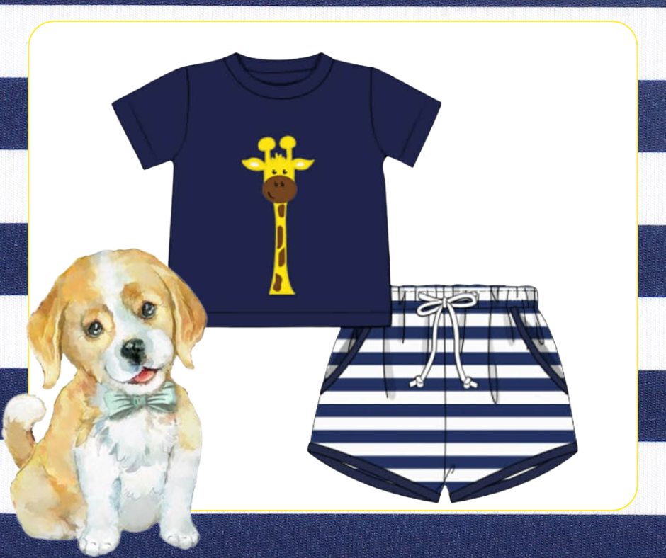 Boys Giraffe Short Set