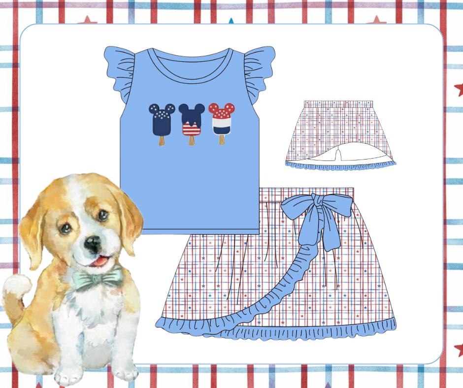 Girls Patriotic Mouse Skort Set