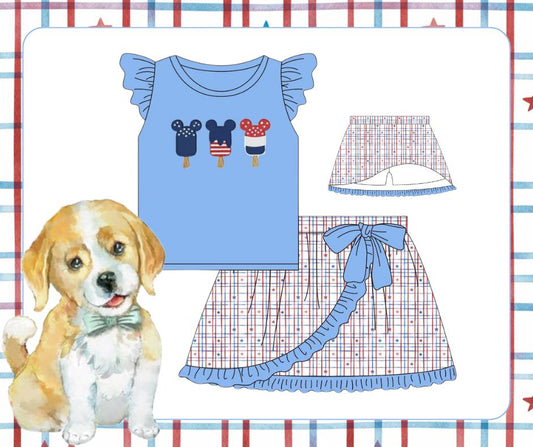 Girls Patriotic Mouse Skort Set