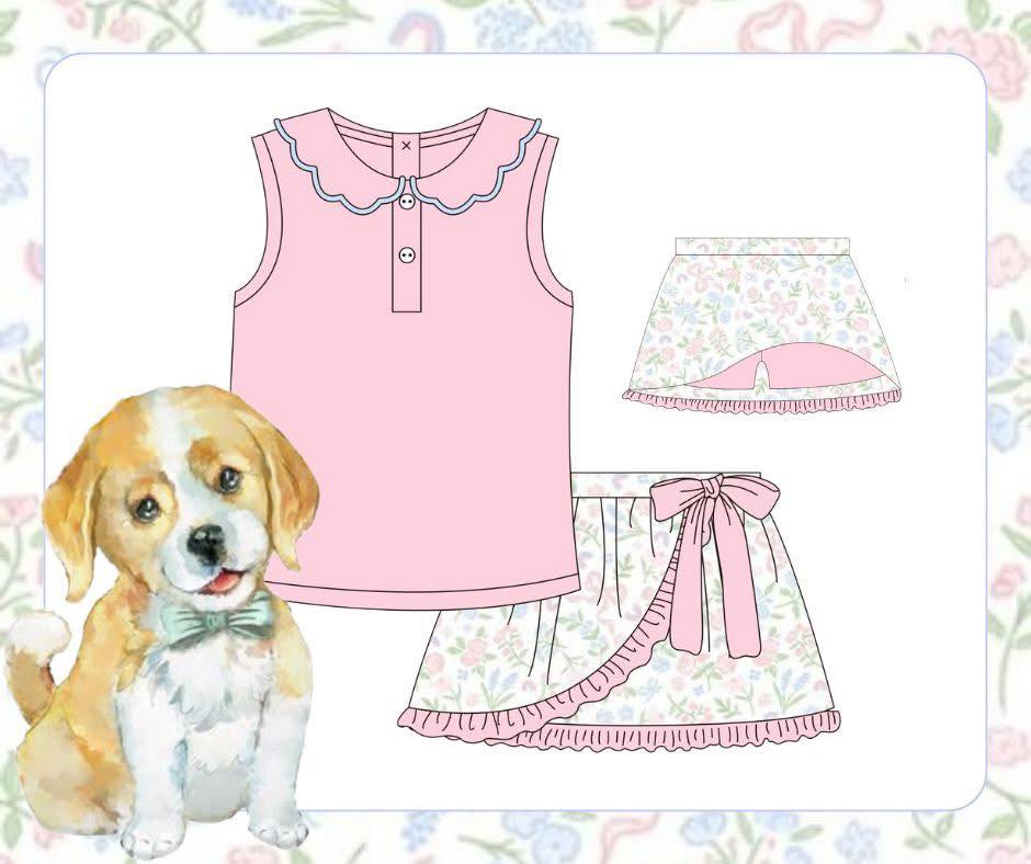 Girls Pink Spring Skort set