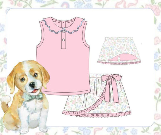Girls Pink Spring Skort set