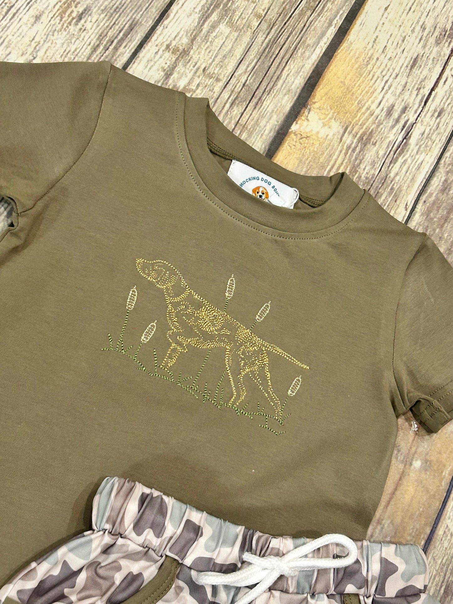 Boys Hunting Buddy Stitch Short Set-OLIVE