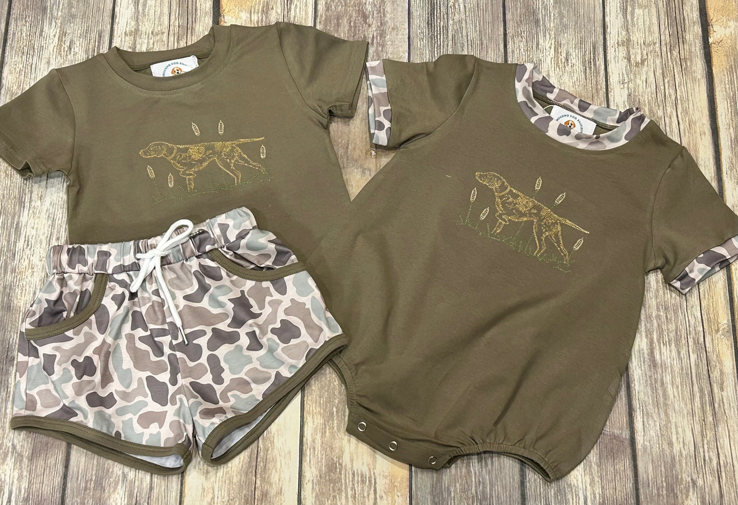 Boys Hunting Buddy Stitch Bubble-OLIVE