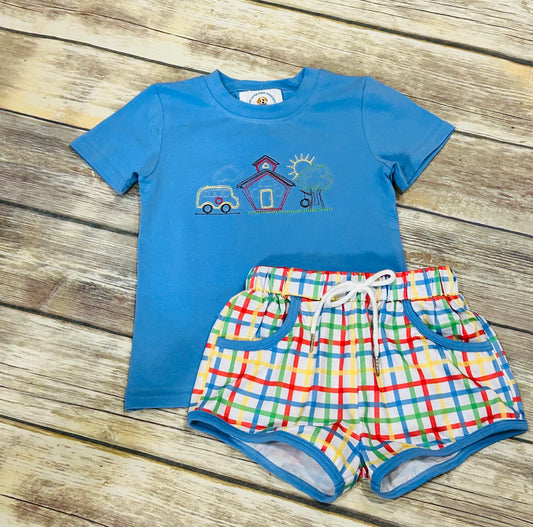 Boys School House Sketch Short Set