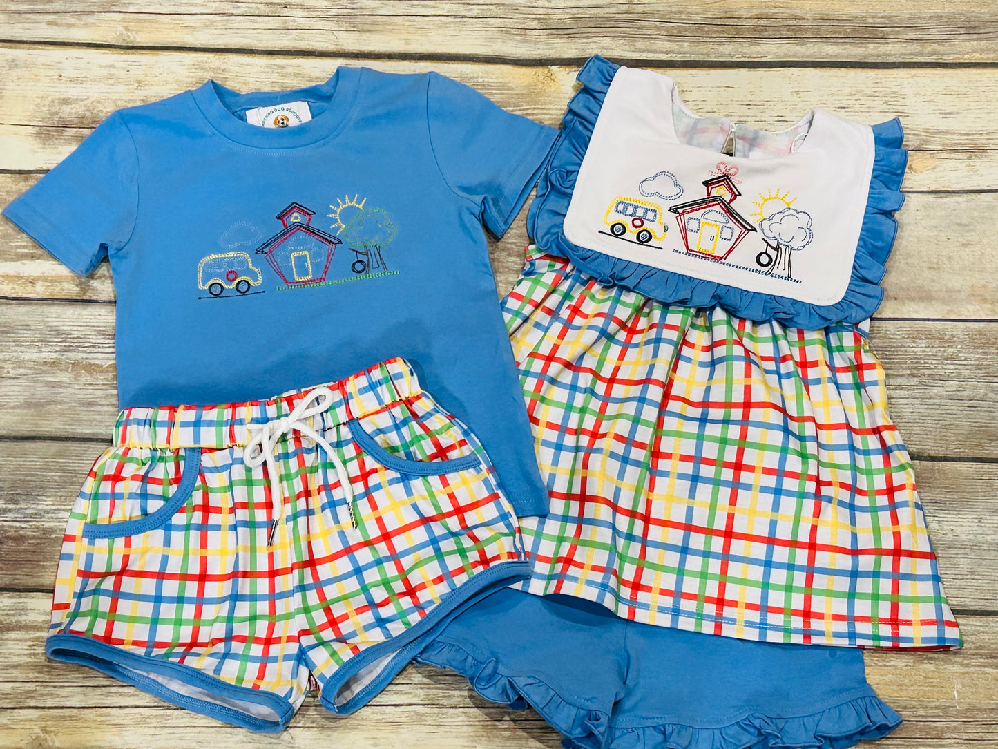 Girls School House Sketch Short Set
