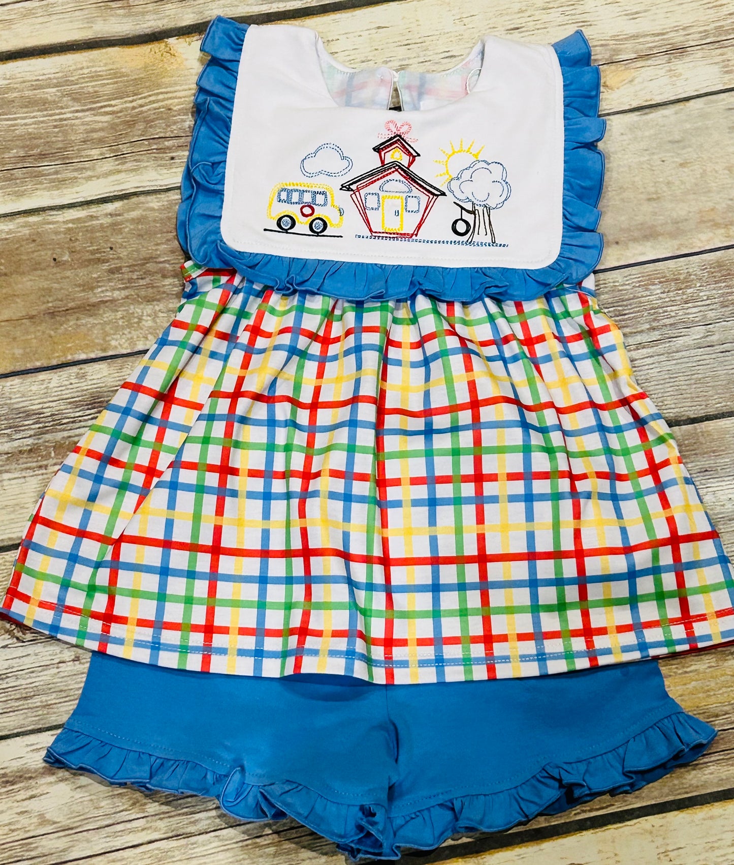 Girls School House Sketch Short Set