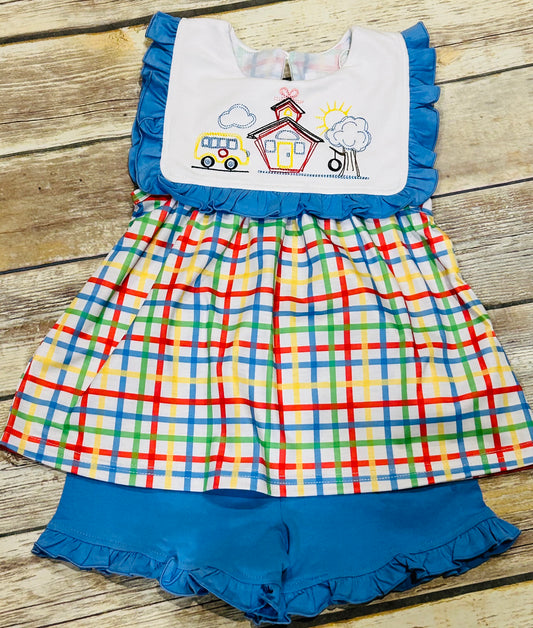 Girls School House Sketch Short Set