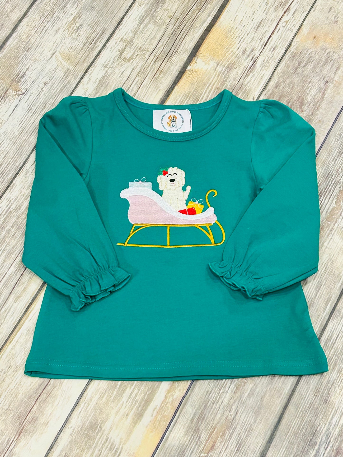 Girls Santa Paw Sleigh Ride Shirt