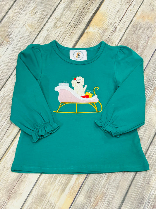 Girls Santa Paw Sleigh Ride Shirt