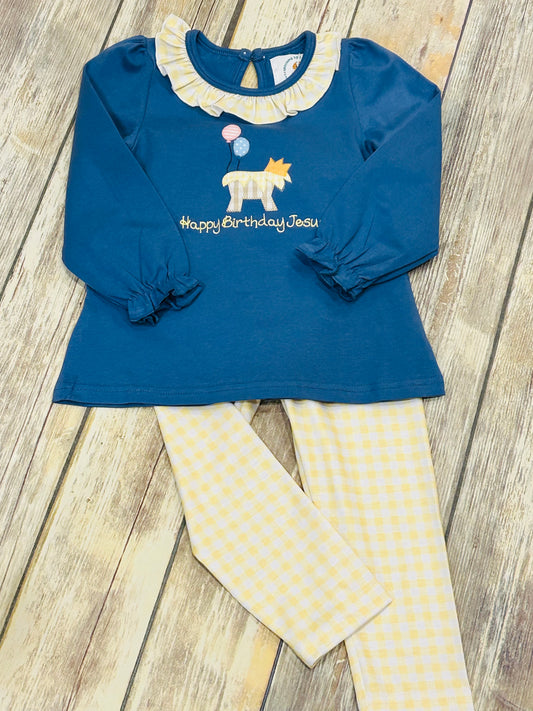 Girls Happy Birthday Jesus Knit Pant Set