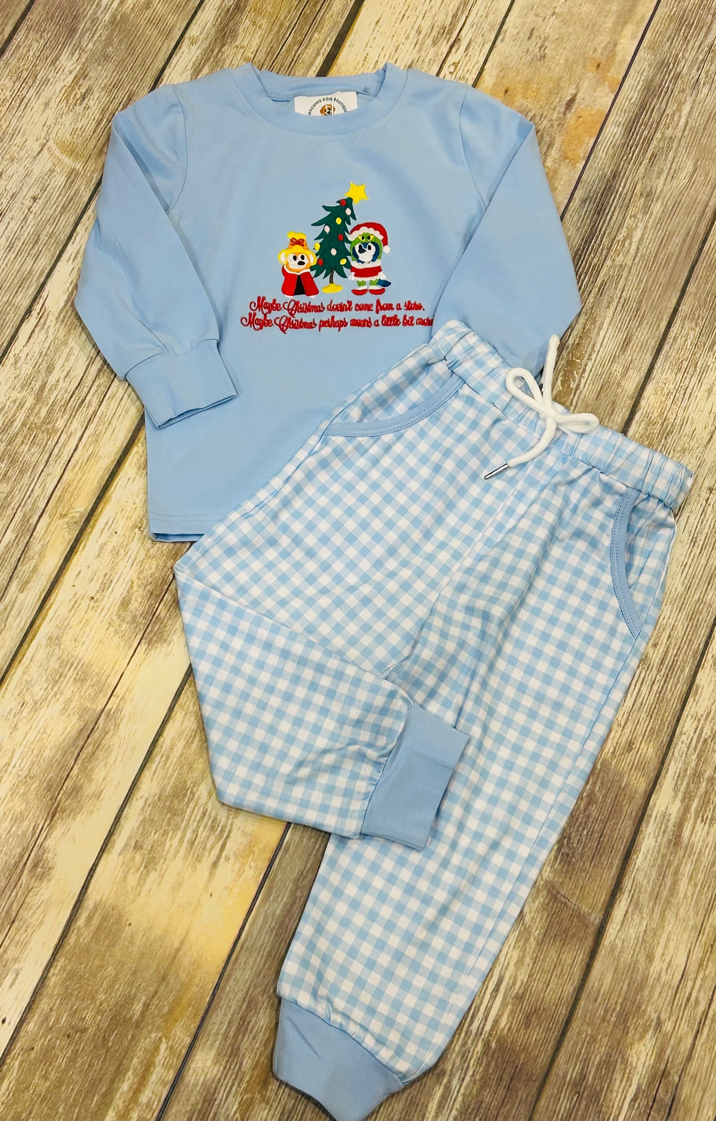 Boys Blue Christmas Jogger Set