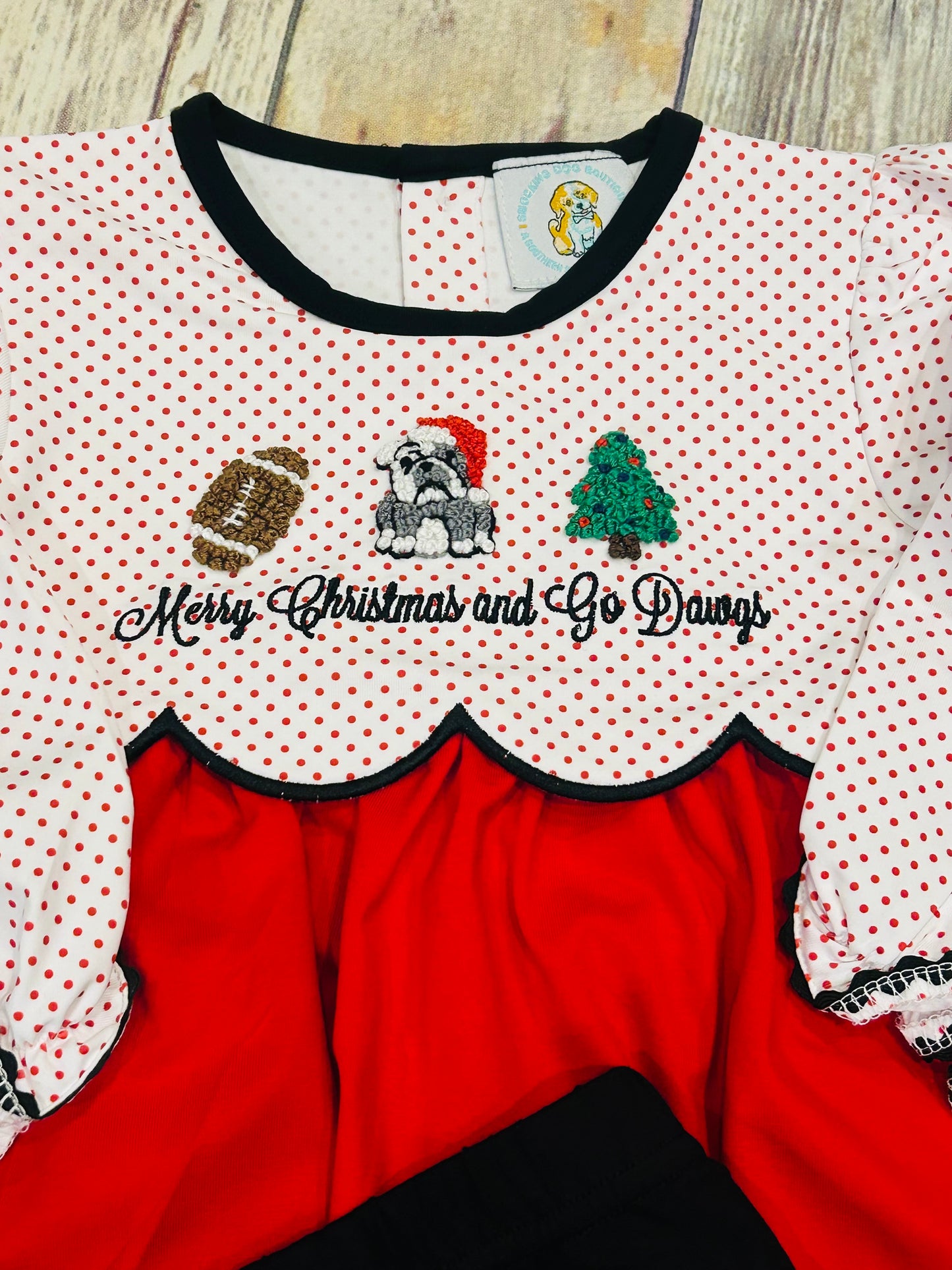 Girls Merry Christmas and Go Dawgs French Knot Knit Pant Set