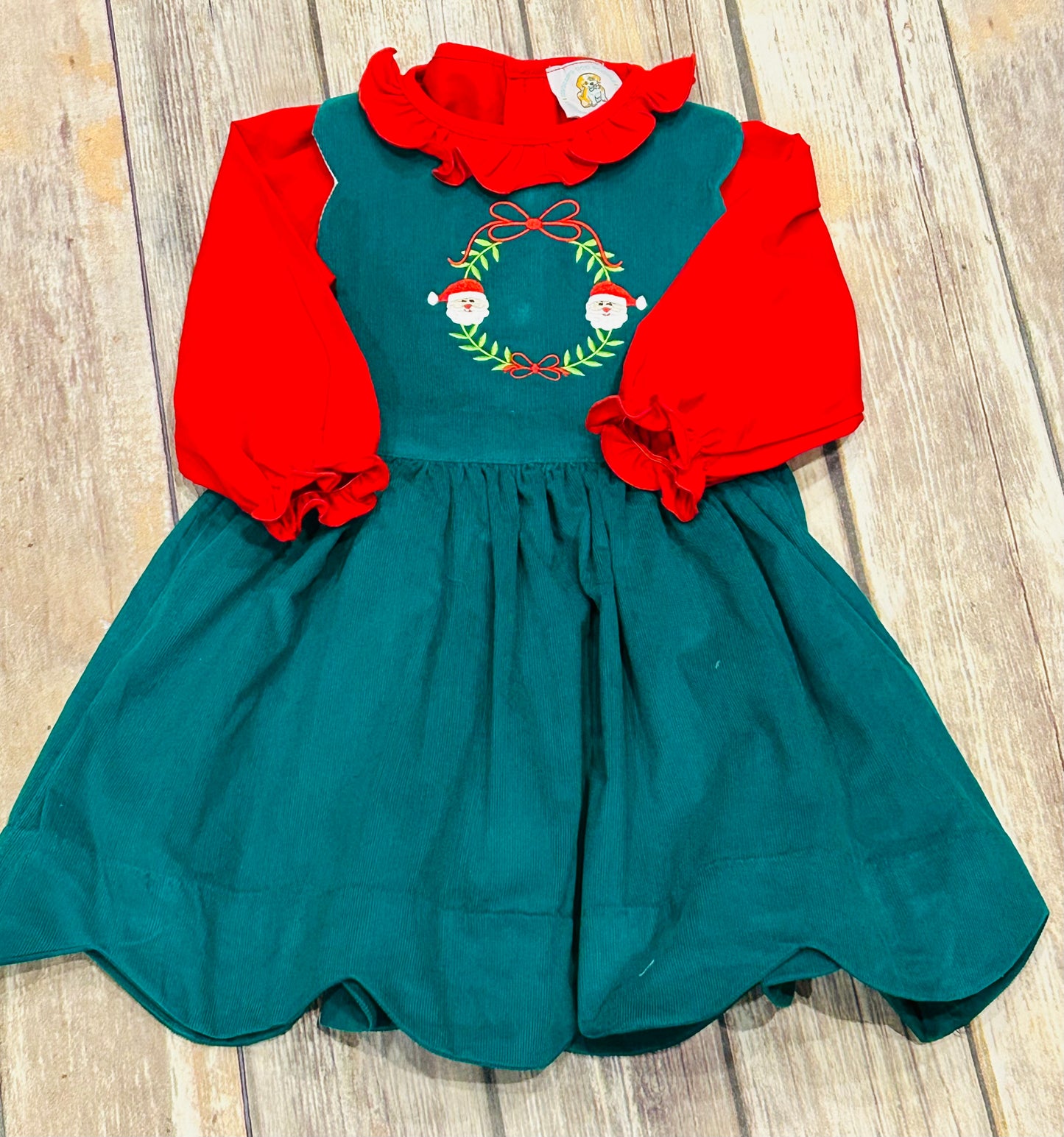 Girls Santa corduroy dress with shirt