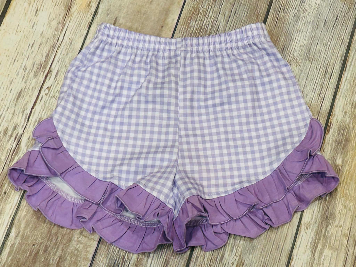 Girls Lavender Gingham Shorts
