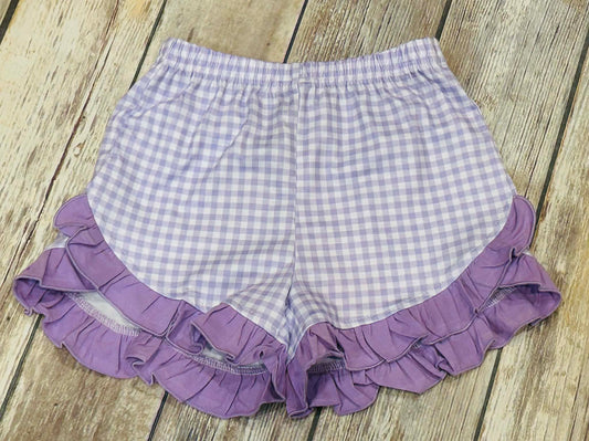Girls Lavender Gingham Shorts