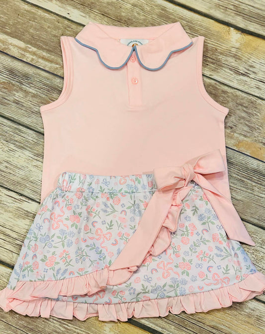 Girls Pink Spring Skort set