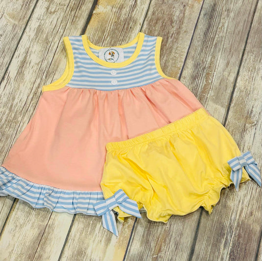 Girls Color Block Diaper Set