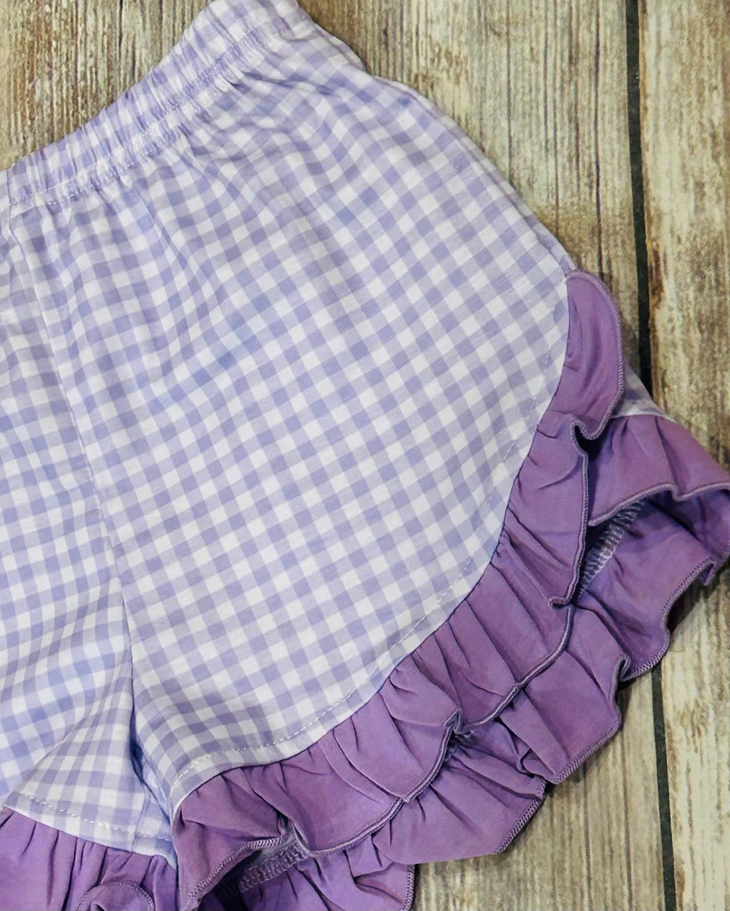 Girls Lavender Gingham Shorts