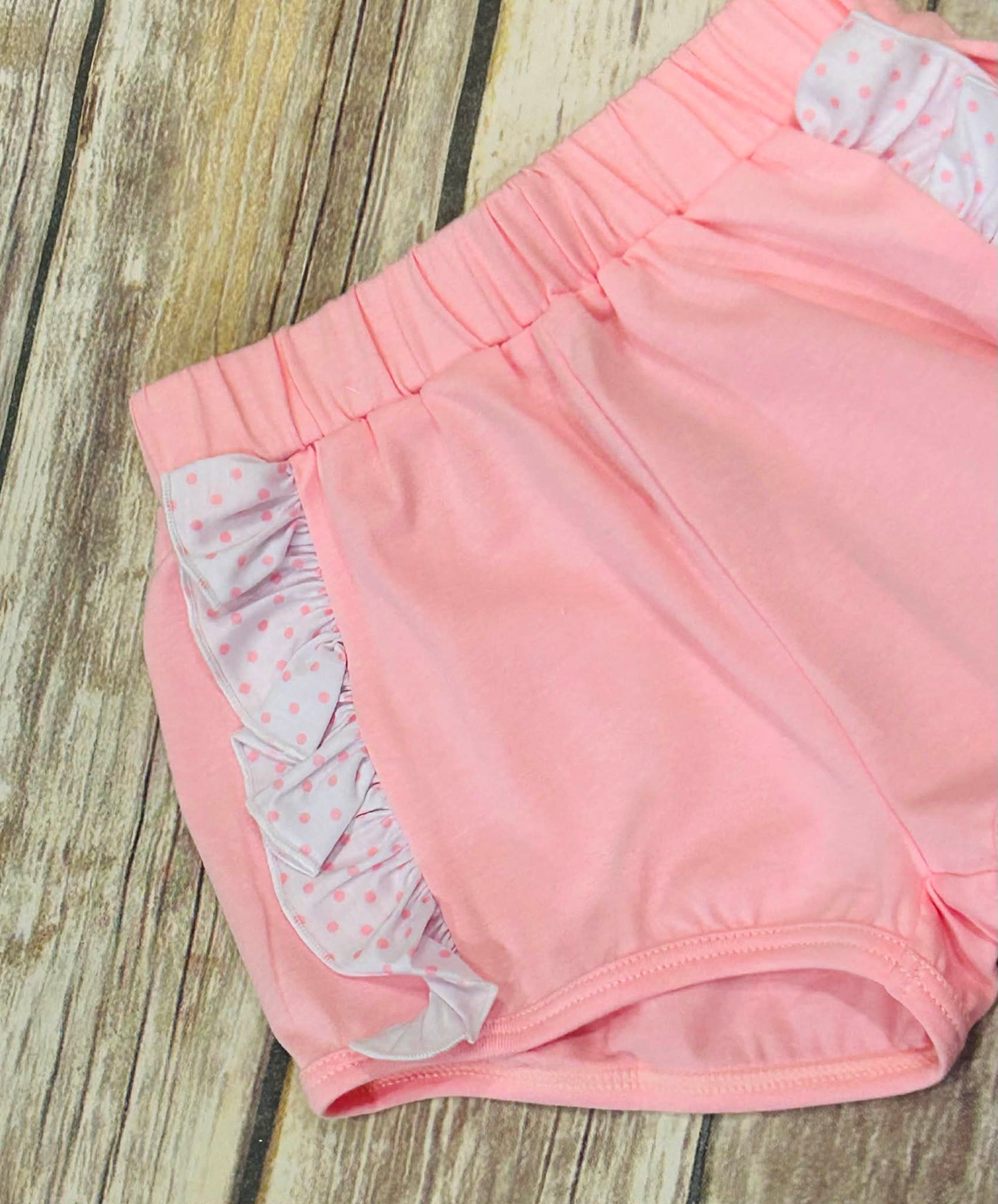 Girls Pink with Bitty Dot Ruffle Shorts