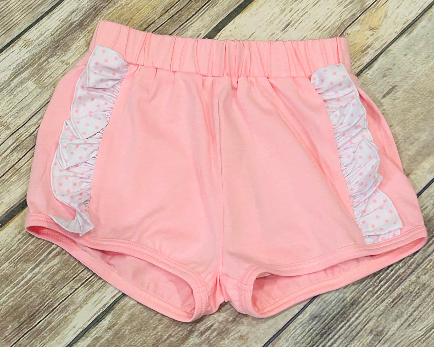 Girls Pink with Bitty Dot Ruffle Shorts