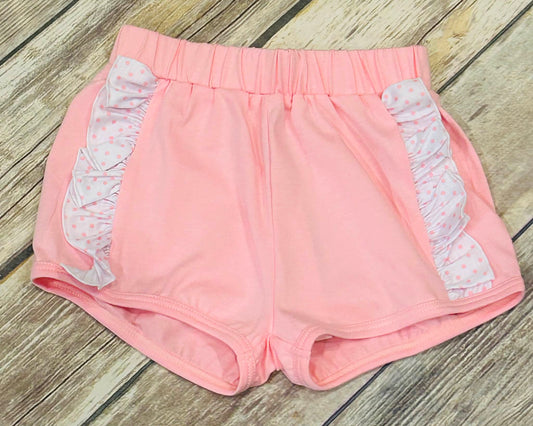 Girls Pink with Bitty Dot Ruffle Shorts