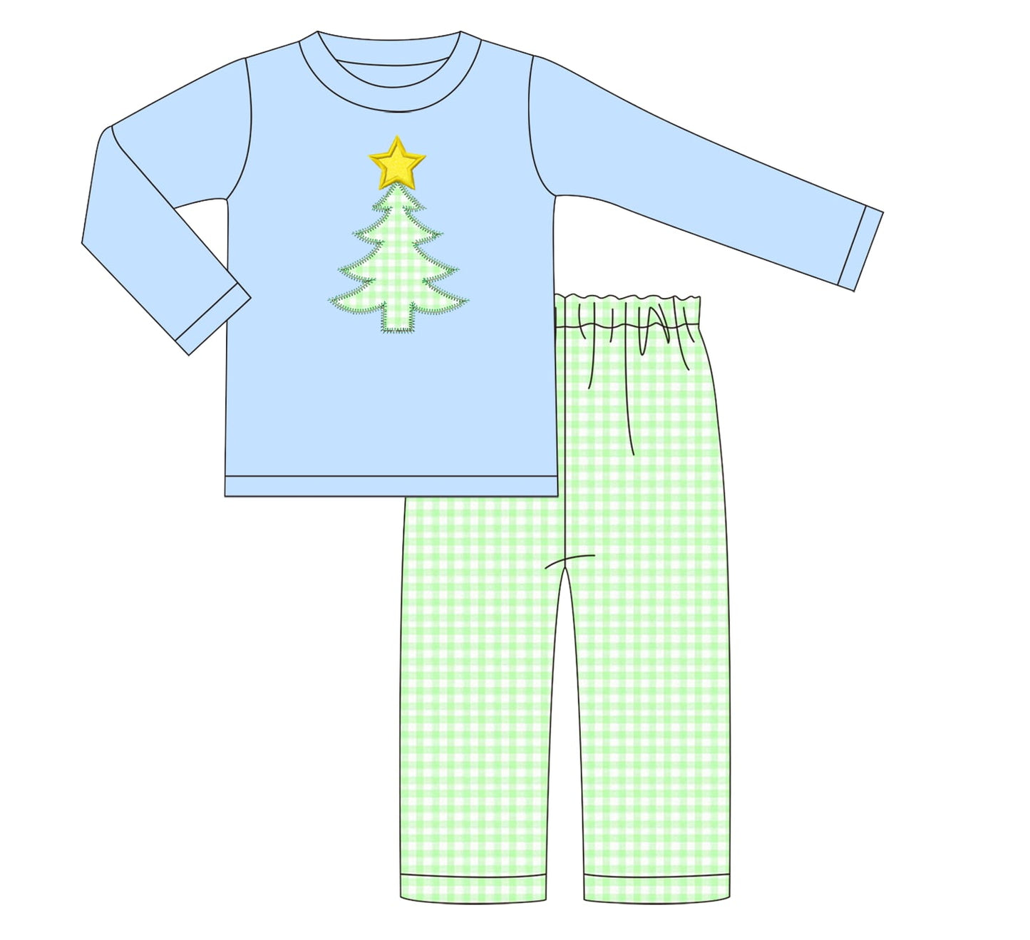 Boys Classic Christmas Tree Pant Set