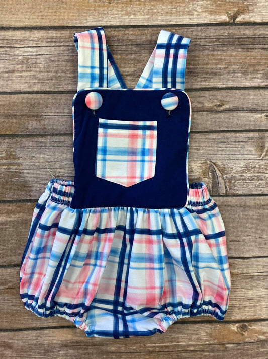 Navy pink knit sunsuit